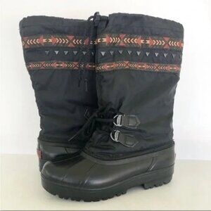 Sorel Vintage Nylon Rubber Pac Aztec Embroidered Warm Cozy Snow Winter Boots